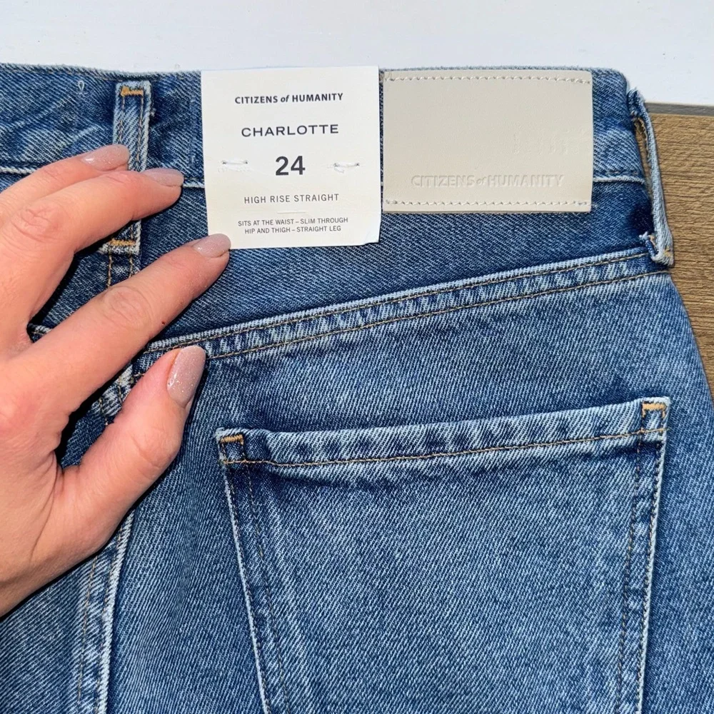 CITIZENS OF HUMANITY Blue Charlotte  High rise Straight-Leg Jeans size 24 NWT - Picture 3 of 8